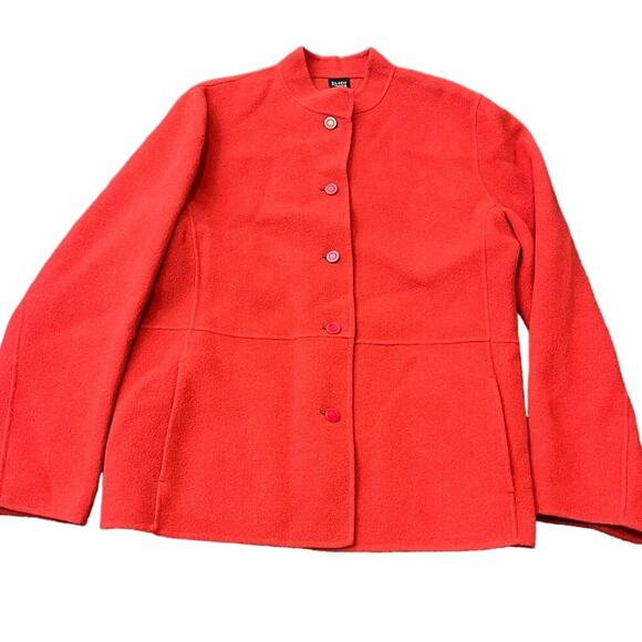 Eileen Fisher Women’s Red Wool Cashmere Nylon Jacket Large Button‎ - Picture 1 of 8